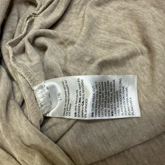 White House Black Market Beige Long Sleeve Ribbed Tee - Size Large - Picture 5 of 9